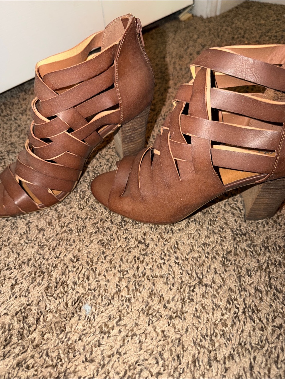 Mossimo Supply Co. Brown Strappy Cutout Heeled Booties